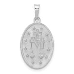 14k White Gold Polished and Satin Solid Miraculous Medal Oval Pendant - Image 4