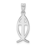 14k White Gold Cross Ichthus Fish Pendant - Image 4
