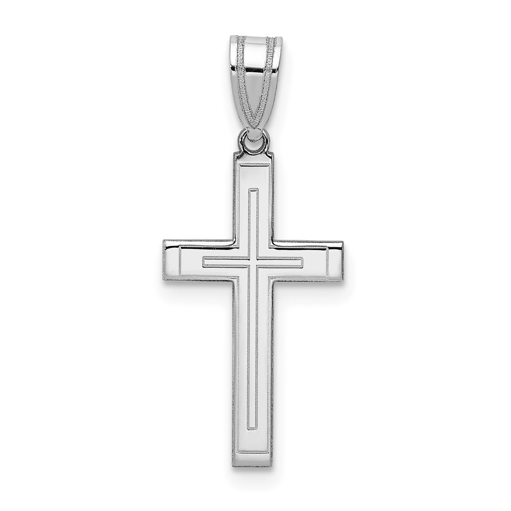 XR551.jpg 14k White Gold Cross Pendant - Image 1