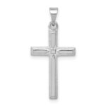 14k White Gold Hollow Cross Pendant