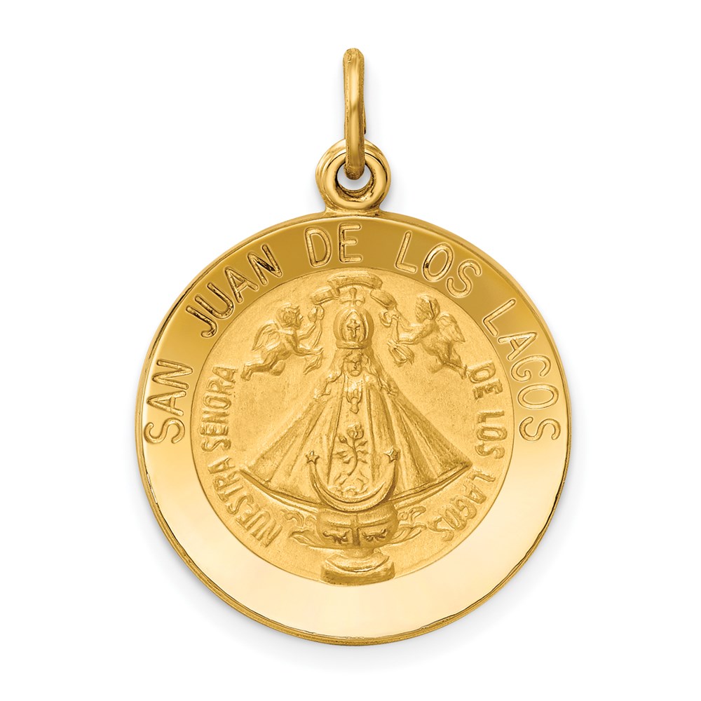 XR614.jpg 14k Polished and Satin Solid San Juan De Los Lagos Medal Round Pendant - Image 1