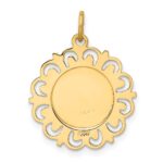 14k Polished and Satin Solid Our Lady Of The Assumption Medal Scalloped Edge Round Pendant - Image 4