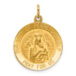 14k Polished and Satin Solid Our Lady of Perpetual Help Medal Round Pendant