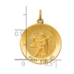 14k Polished and Satin Solid St Luke Medal Round Pendant - Image 3