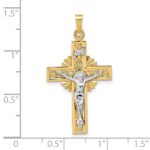 14k Two-tone INRI Crucifix Pendant - Image 3