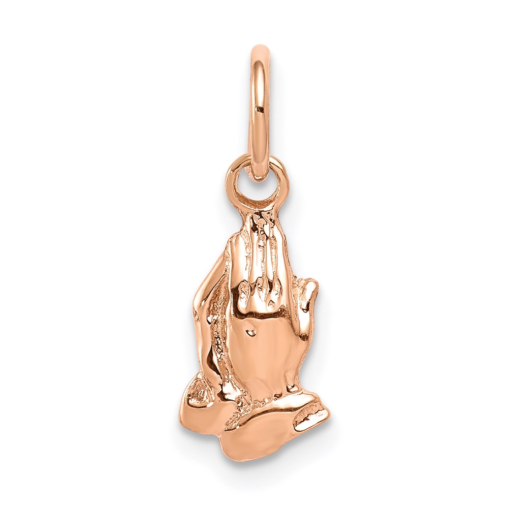 XR771.jpg 14k Rose Gold Praying Hands Charm - Image 1