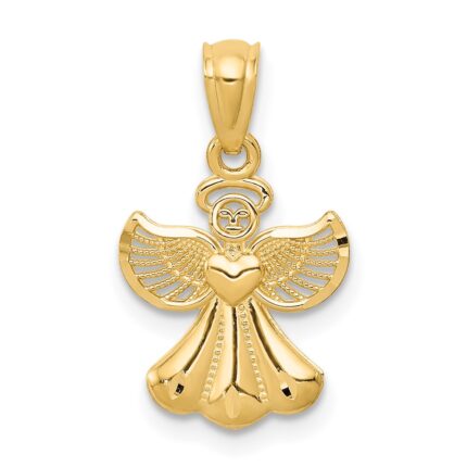 14k Polished Angel with Heart Pendant