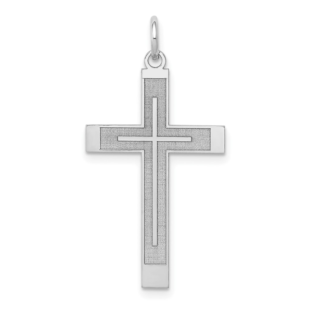XR946.jpg 14K White Gold Laser Designed Cross Pendant - Image 1