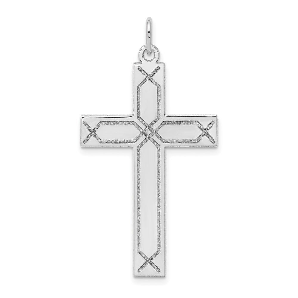 XR951.jpg 14K White Gold Laser Designed Cross Pendant - Image 1