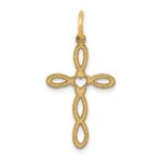 14K Loop with Center Heart Cross Pendant