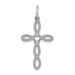 14K White Gold Loop with Center Heart Cross Charm