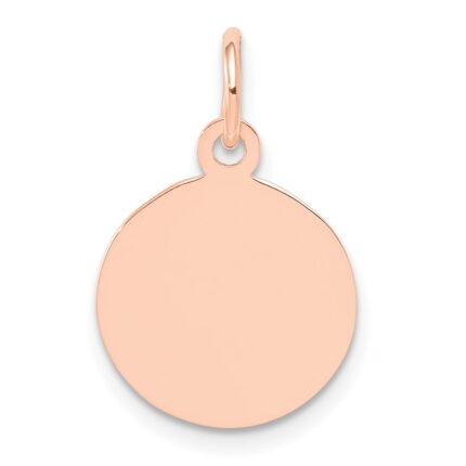 14k Rose Gold Plain .018 Gauge Round Engraveable 12mm Disc Charm