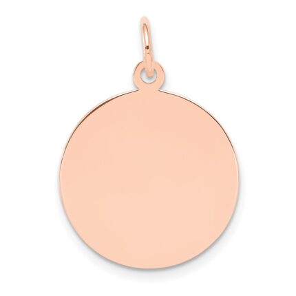 14k Rose Gold Plain .011 Gauge Round Engravable 18mm Disc Charm