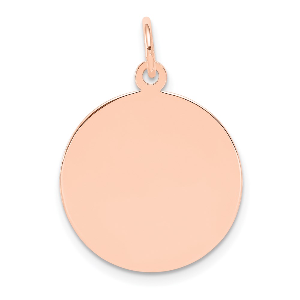 XRM136_18.jpg 14k Rose Gold Plain .009 Gauge Round Engravable 18mm Disc Charm - Image 1