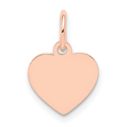 14k Rose Gold Plain .013 Gauge Engraveable Heart 12x10mm Disc Charm