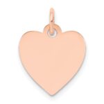 14k Rose Gold Plain .011 Gauge Engraveable Heart 15x14mm Disc Charm