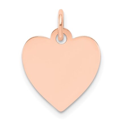 14k Rose Gold Plain .018 Gauge Engraveable Heart 15x14mm Disc Charm
