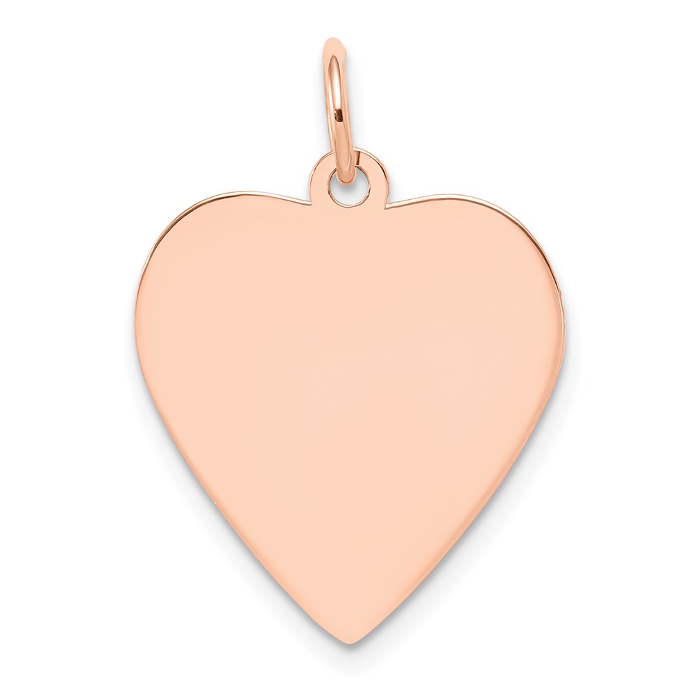 XRM196_18-1.jpg 14k Rose Gold Plain .018 Gauge Engraveable Heart 21x20mm Disc Charm - Image 1