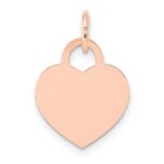 14k Rose Gold Plain .018 Gauge Medium Engraveable Heart 19x15mm Disc Charm