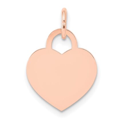 14k Rose Gold Plain .018 Gauge Medium Engraveable Heart 19x15mm Disc Charm