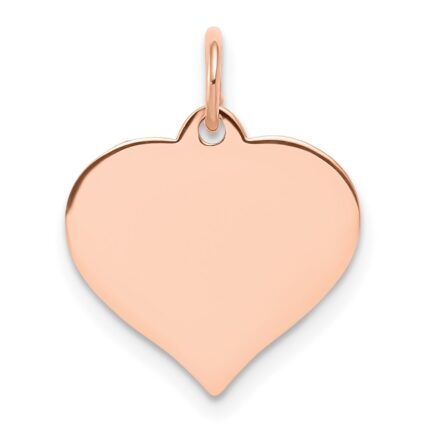 14k Rose Gold Plain .011 Gauge Engravable Heart 15x14mm Disc Charm