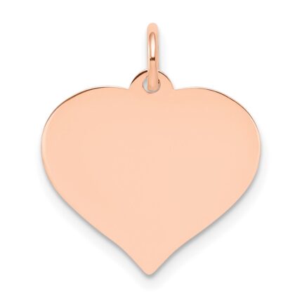 14k Rose Gold Plain .018 Gauge Engravable Heart 16x17mm Disc Charm