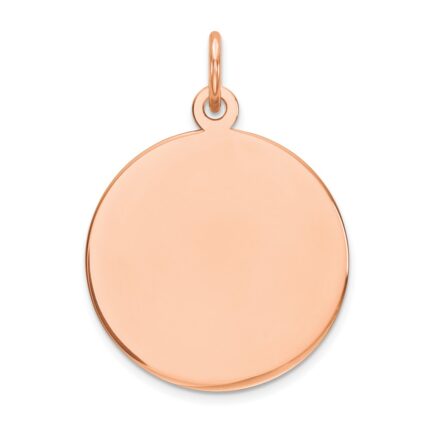 14k Rose Gold Plain .011 Gauge Round Engravable 17mm Disc Charm