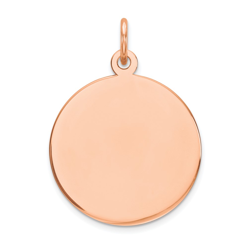 XRM538-4.jpg 14k Rose Gold Plain .027 Gauge Round Engravable 17mm Disc Charm - Image 1