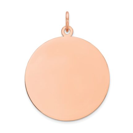 14k Rose Gold Plain .027 Gauge Round Engravable 21mm Disc Charm