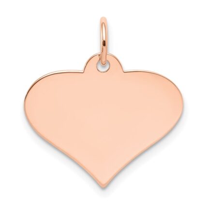 14k Rose Gold Plain .018 Gauge Engraveable Heart 18x19mm Disc Charm