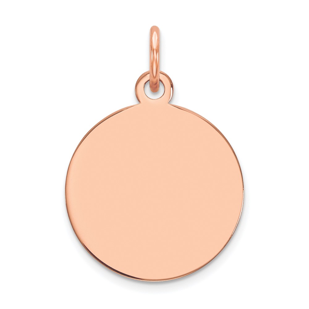 XRM605-4.jpg 14k Rose Gold Plain .035 Gauge Round Engravable 15mm Disc Charm - Image 1