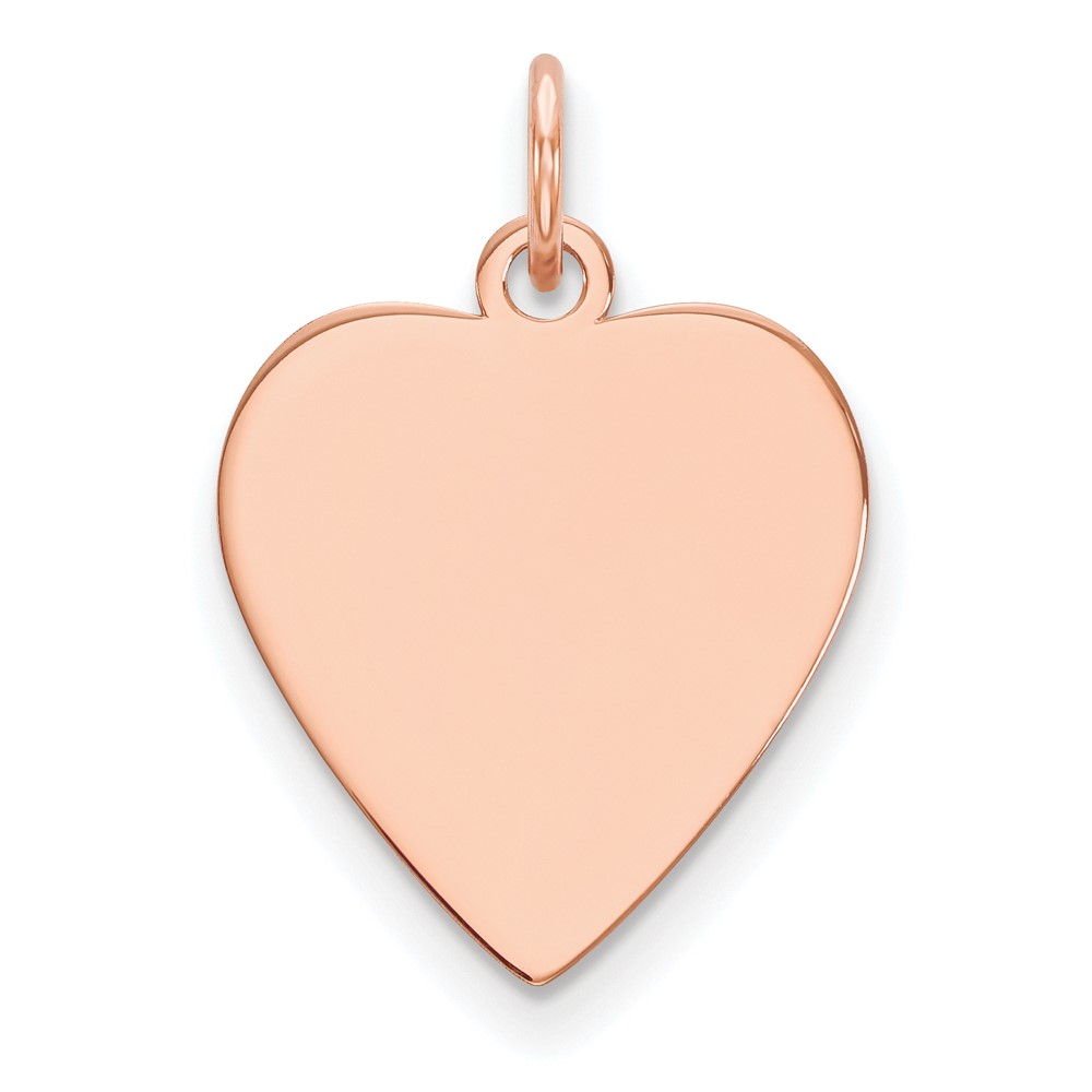 XRM622-2.jpg 14k Rose Gold Plain .018 Gauge Engravable Heart 17x16.5mm Disc Charm - Image 1
