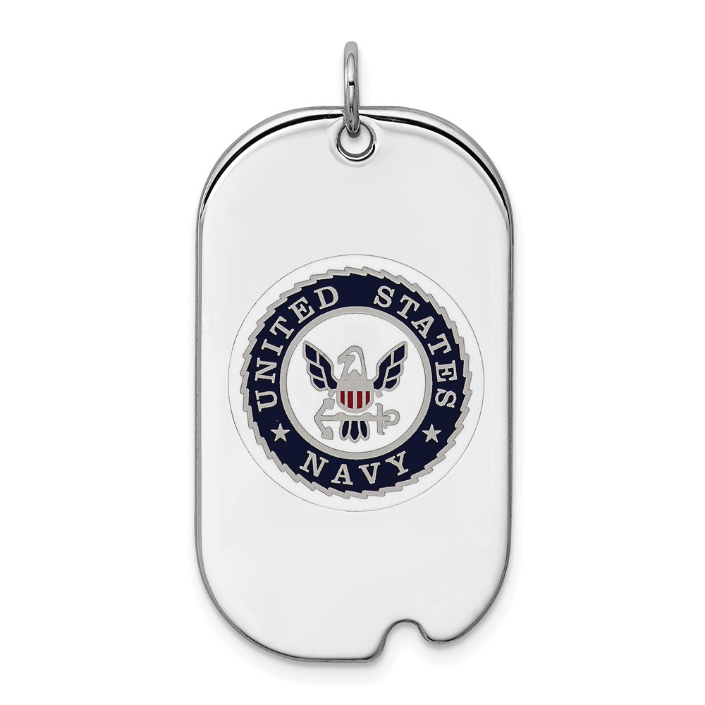 XSM137.jpg Sterling Silver Rhodium-plated U.S. Navy Dog Tag - Image 1