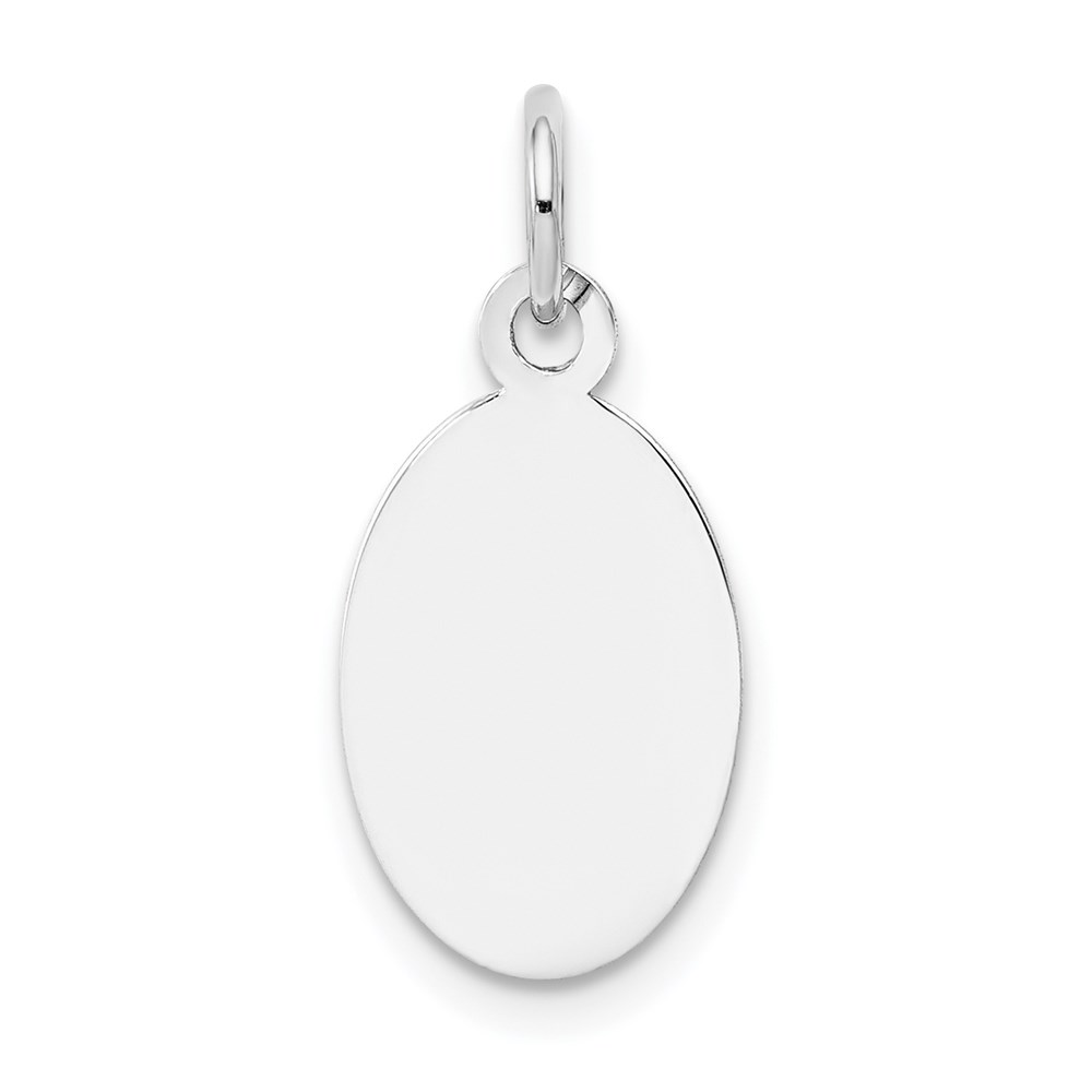 XWM100_18-1.jpg 14k White Gold Plain .011 Gauge Oval Engravable 17x9mm Disc Charm - Image 1