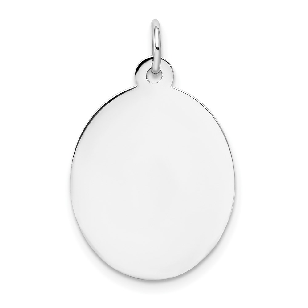 XWM101_18-1.jpg 14k White Gold Plain .013 Gauge Oval Engravable 23x16mm Disc Charm - Image 1