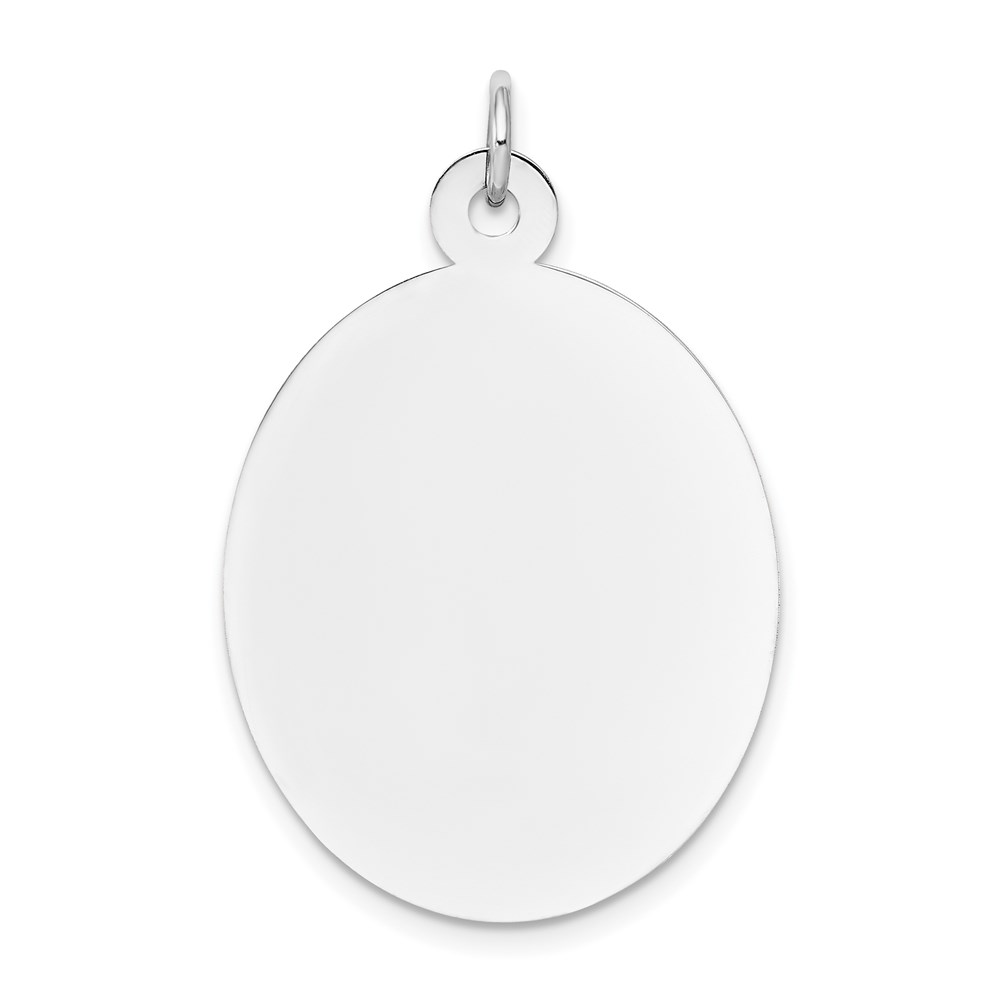 XWM102_18-3.jpg 14k White Gold Plain .027 Gauge Oval Engravable 31x22mm Disc Charm - Image 1