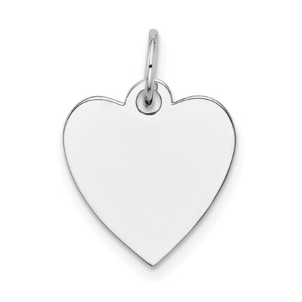 14k White Gold Plain .013 Gauge Engravable Heart 15x14mm Disc Charm