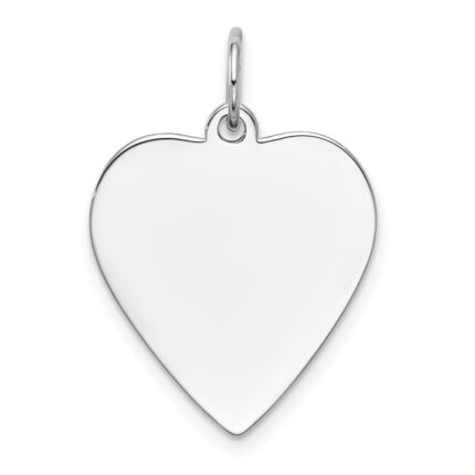 14k White Gold Plain .035 Gauge Engravable Heart 21x18mm Disc Charm