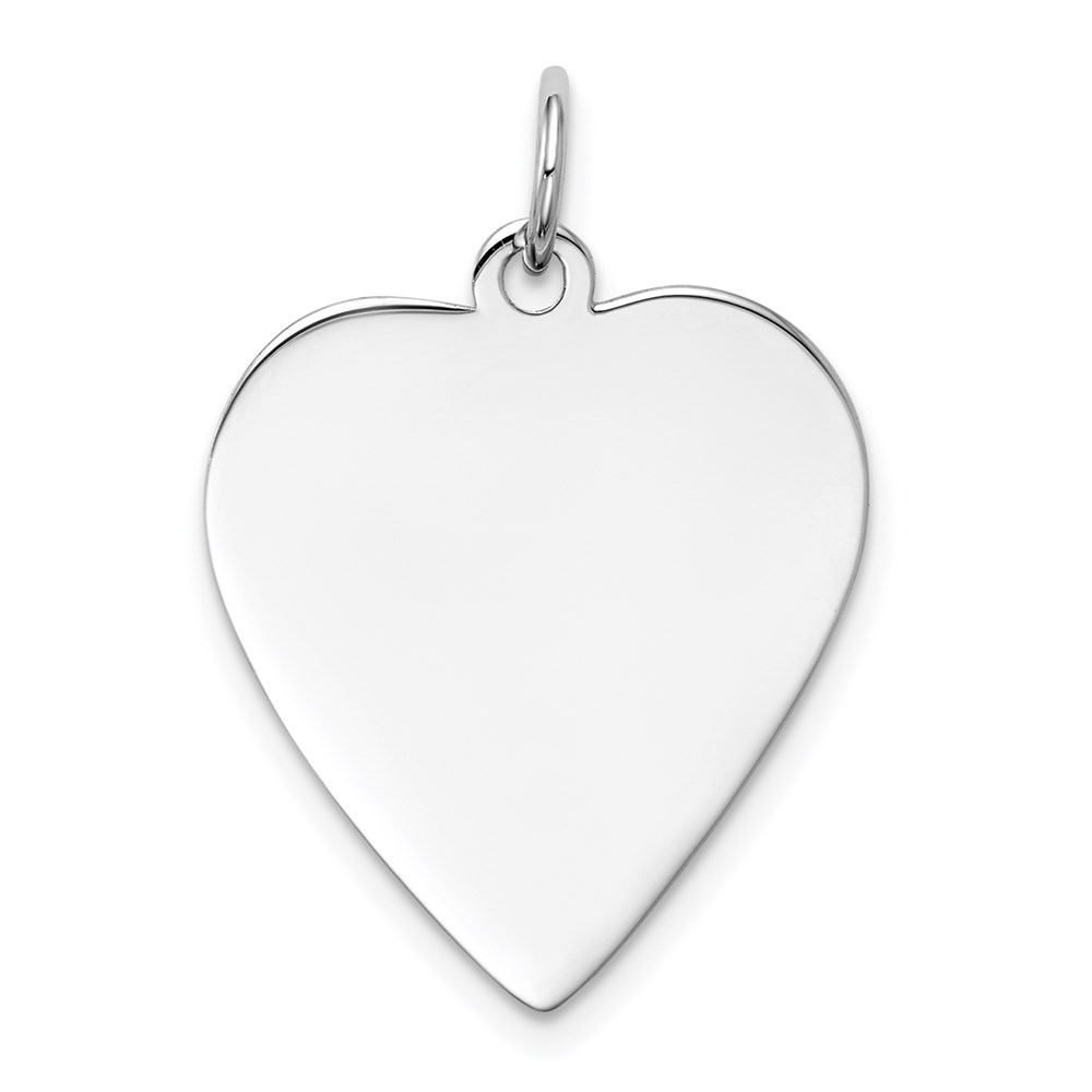 XWM119_18-4.jpg 14k White Gold Plain .027 Gauge Engravable Heart 23x19mm Disc Charm - Image 1