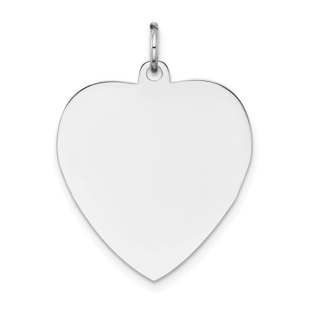 XWM120_18-3.jpg 14k White Gold Plain .035 Gauge Engravable Heart 24x21mm Disc Charm - Image 1