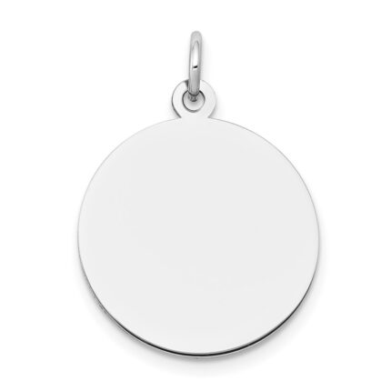 14k White Gold Plain .011 Gauge Round Engravable 18mm Disc Charm