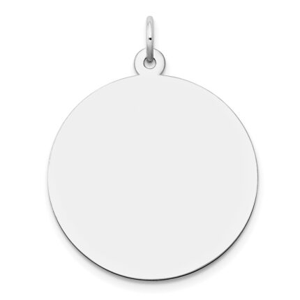 14k White Gold Plain .018 Gauge Round Engravable 24mm Disc Charm