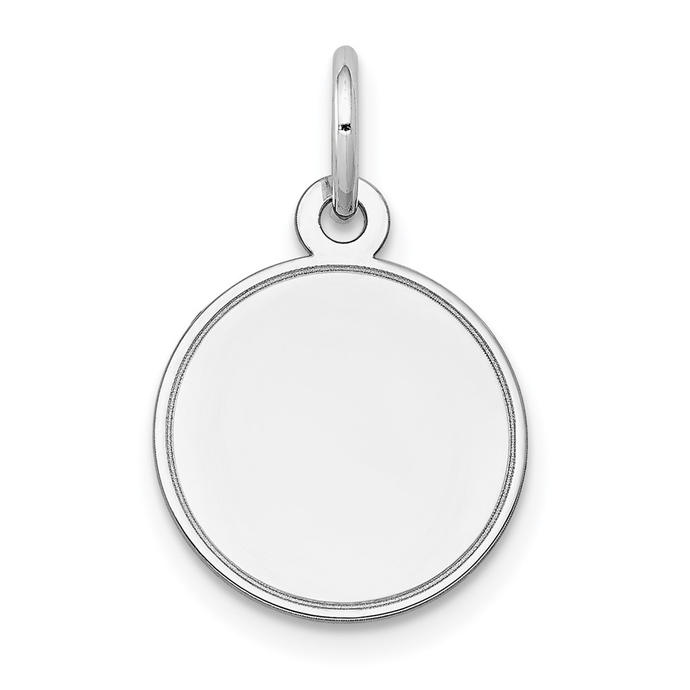 XWM144_18.jpg 14k White Gold Plain with Grooved Edge .011 Gauge Round Engravable 13mm Disc Charm - Image 1