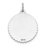 14k White Gold .013 Gauge Engravable Round Scalloped 18mm Disc Charm - Image 3