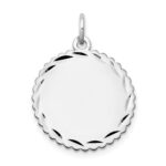 14k White Gold .018 Gauge Engravable Round Scalloped 18mm Disc Charm