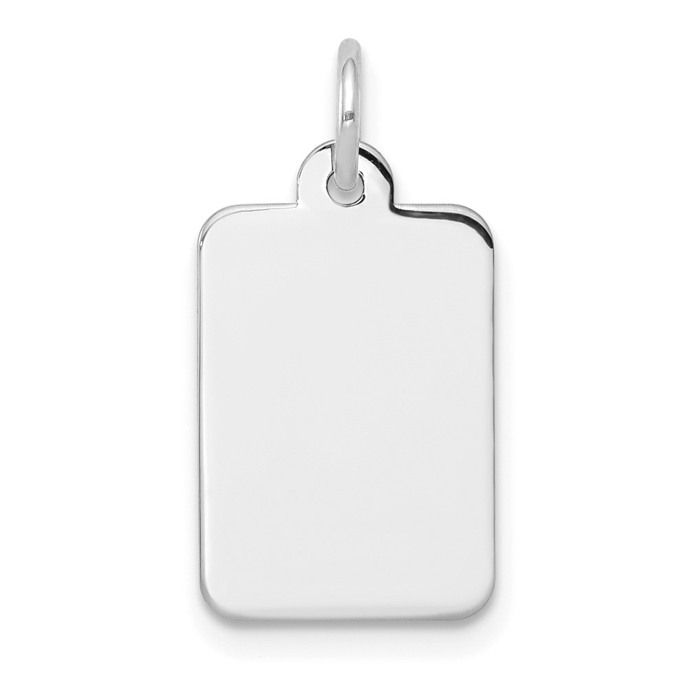 XWM285.jpg 14k White Gold Plain .009 Gauge Rectangular Engravable 14.4x10.4mm Disc Charm - Image 1