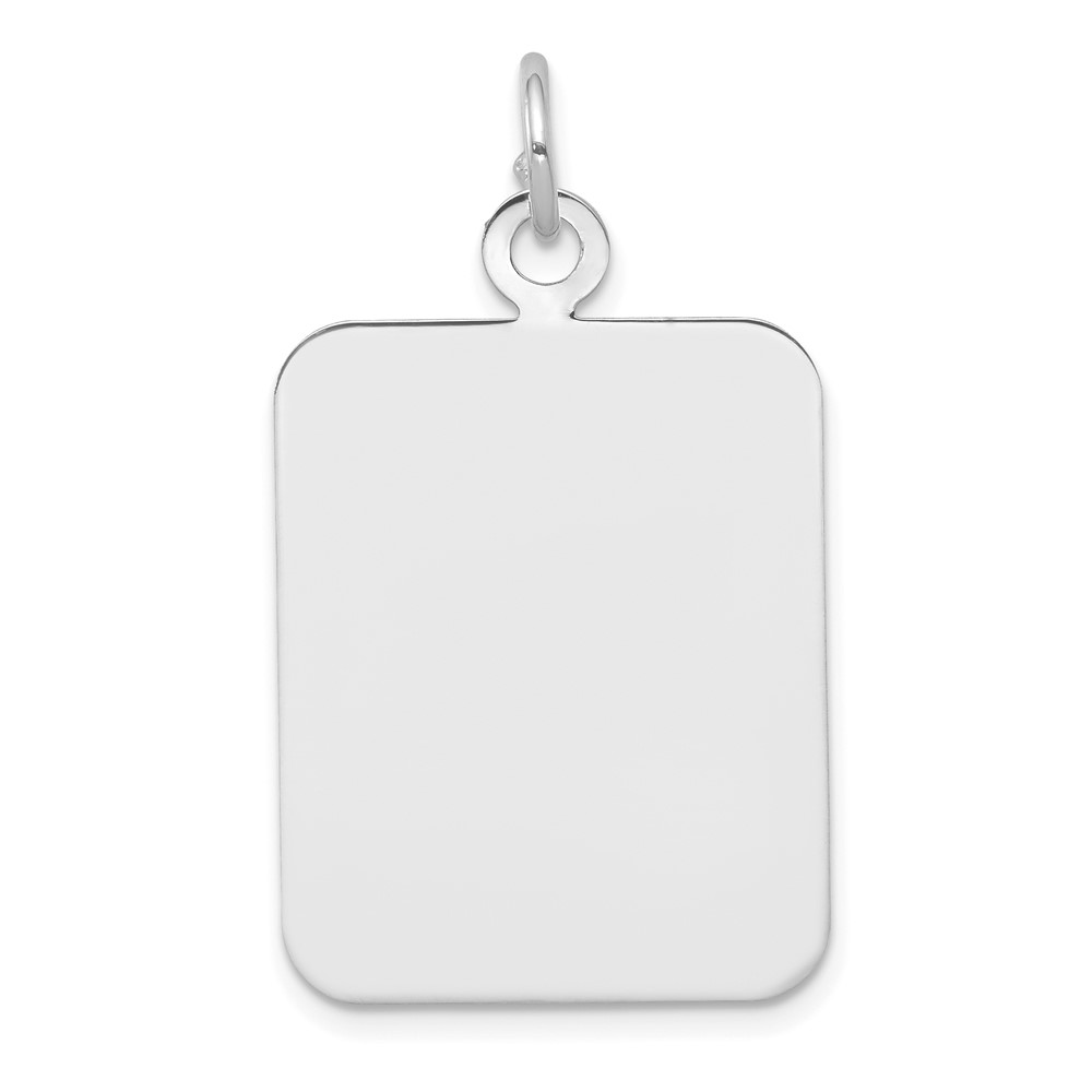 XWM320-1.jpg 14k White Gold Plain .027 Gauge Rectangular Engravable 25x20.1mm Disc Charm - Image 1