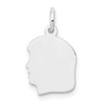 14k White Gold Plain Small.018 Depth Facing Left Engravable Girl Charm