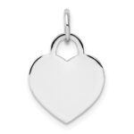 14k White Gold Plain .018 Gauge Engravable Heart 15x12mm Disc Charm