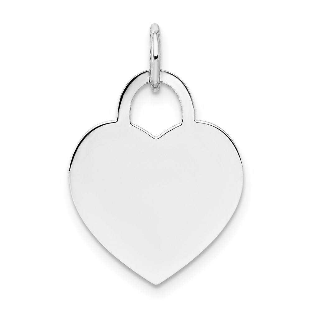 XWM525_18.jpg 14k White Gold Plain .011 Gauge Engravable Heart 19x15mm Disc Charm - Image 1